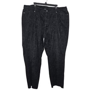 Catherines Velvet Burnout Pants Women 24W Black Stretch Straight Leg Glam Casual